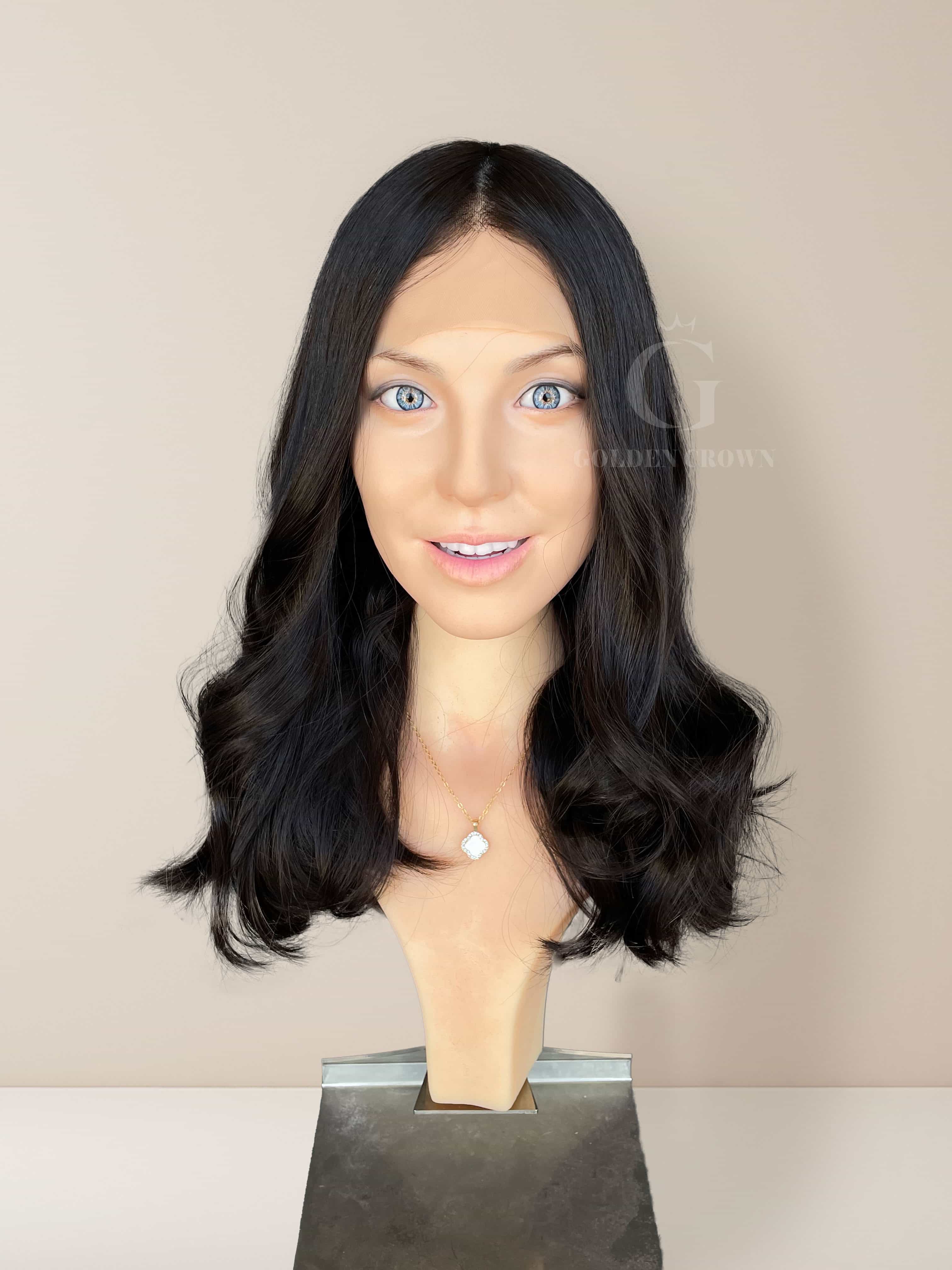 Seraphina Lace Front Base 100% Human Hair Wigs Front View GoldenCrownWigs.com